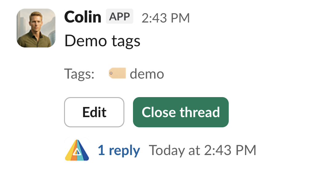 A thread displaying its tag
